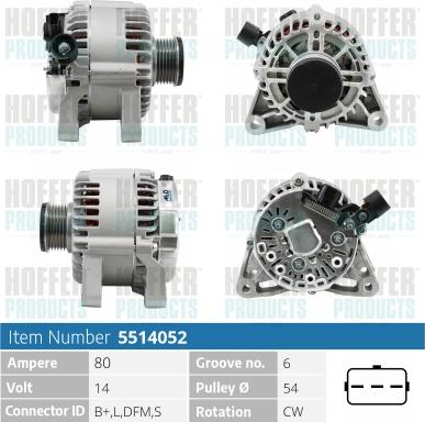 Hoffer H5514052 - Alternatore autozon.pro