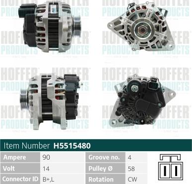 Hoffer H5515480 - Alternatore autozon.pro