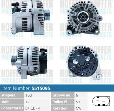 Hoffer H5515095 - Alternatore autozon.pro