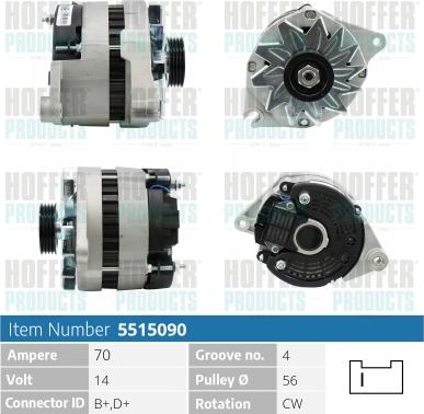 Hoffer H5515090 - Alternatore autozon.pro