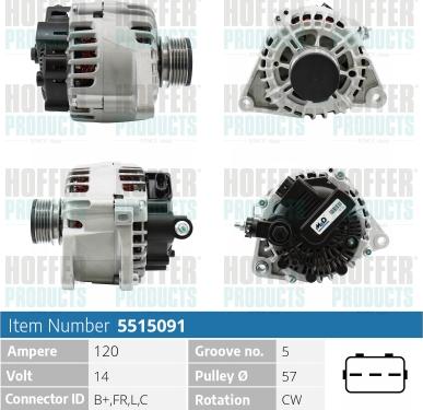 Hoffer H5515091 - Alternatore autozon.pro