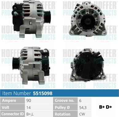 Hoffer H5515098 - Alternatore autozon.pro