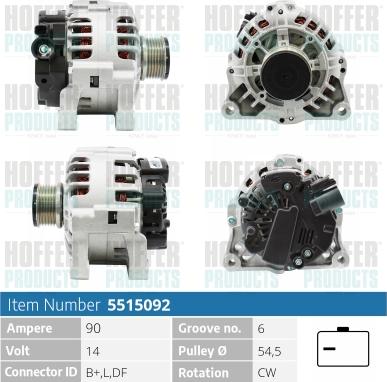 Hoffer H5515092 - Alternatore autozon.pro