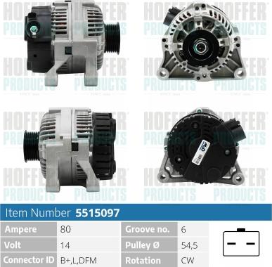 Hoffer H5515097 - Alternatore autozon.pro