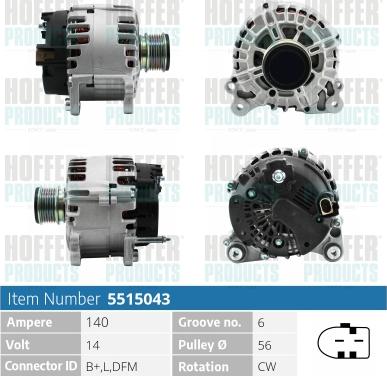 Hoffer H5515043 - Alternatore autozon.pro