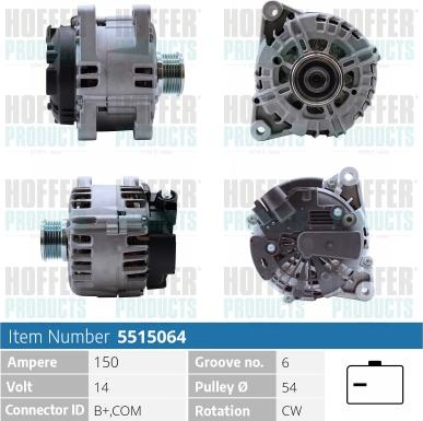 Hoffer H5515064 - Alternatore autozon.pro