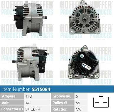 Hoffer H5515084 - Alternatore autozon.pro