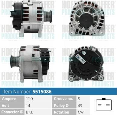 Hoffer H5515086 - Alternatore autozon.pro