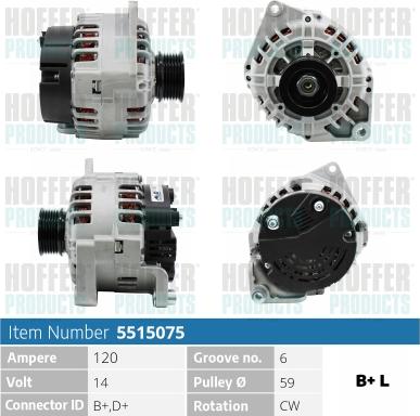 Hoffer H5515075 - Alternatore autozon.pro