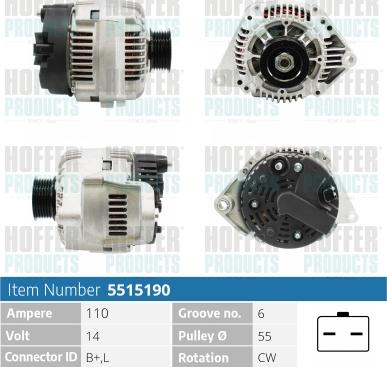 Hoffer H5515190 - Alternatore autozon.pro