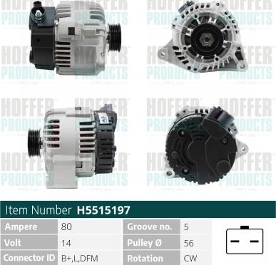 Hoffer H5515197 - Alternatore autozon.pro