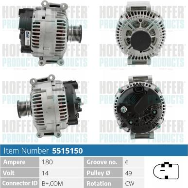 Hoffer H5515150 - Alternatore autozon.pro