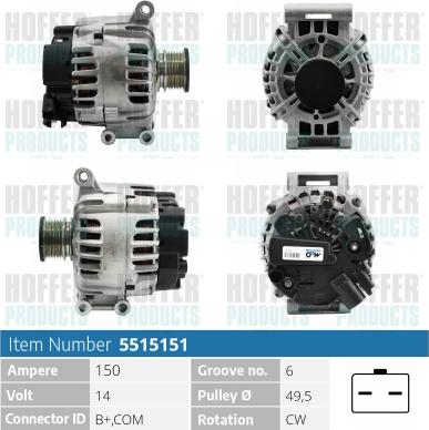 Hoffer H5515151 - Alternatore autozon.pro