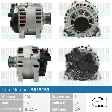 Hoffer H5515153 - Alternatore autozon.pro