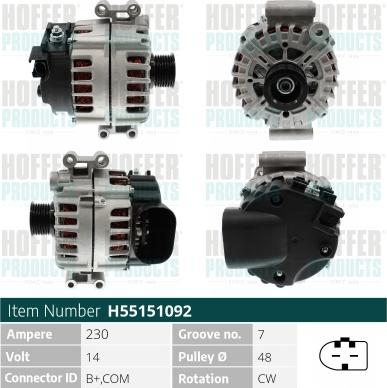 Hoffer H55151092 - Alternatore autozon.pro