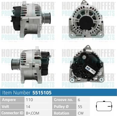 Hoffer H5515105 - Alternatore autozon.pro