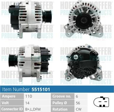 Hoffer H5515101 - Alternatore autozon.pro