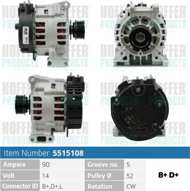 Hoffer H5515108 - Alternatore autozon.pro