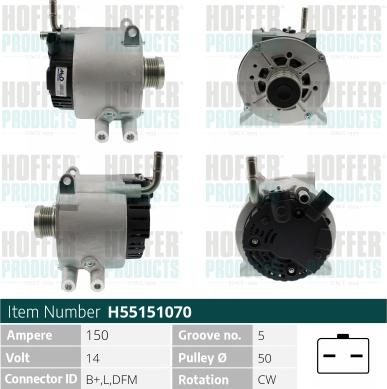 Hoffer H55151070 - Alternatore autozon.pro