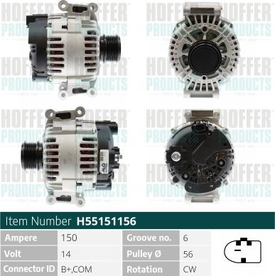 Hoffer H55151156 - Alternatore autozon.pro