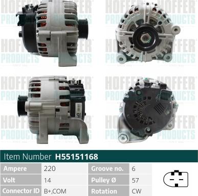 Hoffer H55151168 - Alternatore autozon.pro