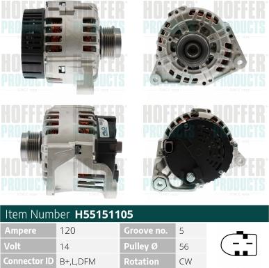 Hoffer H55151105 - Alternatore autozon.pro