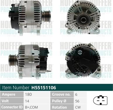 Hoffer H55151106 - Alternatore autozon.pro