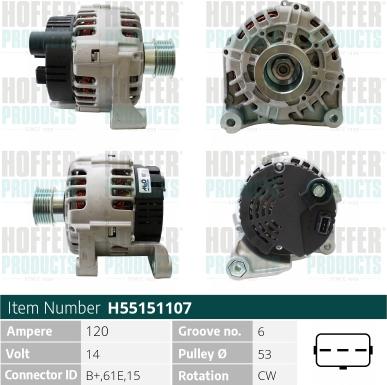 Hoffer H55151107 - Alternatore autozon.pro