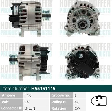 Hoffer H55151115 - Alternatore autozon.pro