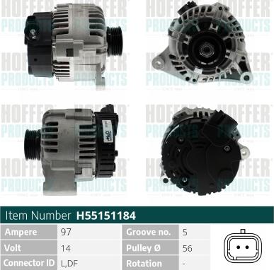 Hoffer H55151184 - Alternatore autozon.pro