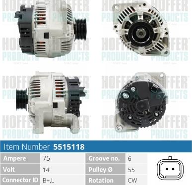 Hoffer H5515118 - Alternatore autozon.pro