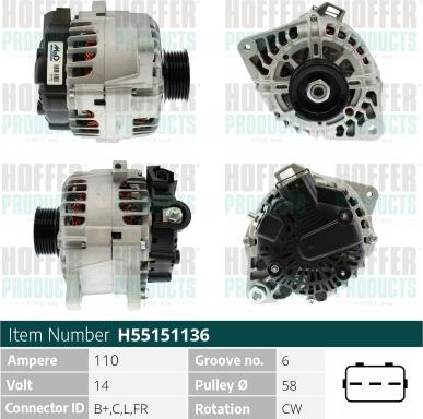 Hoffer H55151136 - Alternatore autozon.pro