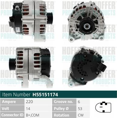 Hoffer H55151174 - Alternatore autozon.pro