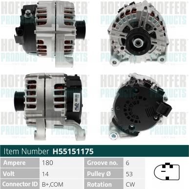 Hoffer H55151175 - Alternatore autozon.pro