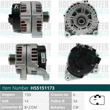 Hoffer H55151173 - Alternatore autozon.pro