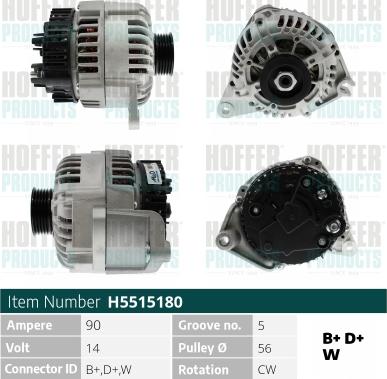 Hoffer H5515180 - Alternatore autozon.pro