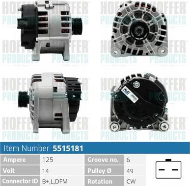 Hoffer H5515181 - Alternatore autozon.pro