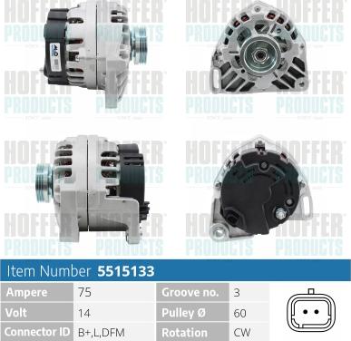 Hoffer H5515133 - Alternatore autozon.pro