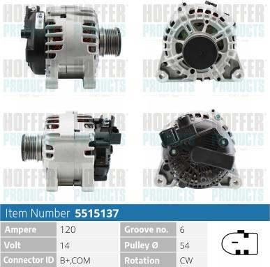 Hoffer H5515137 - Alternatore autozon.pro