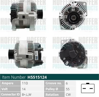 Hoffer H5515124 - Alternatore autozon.pro