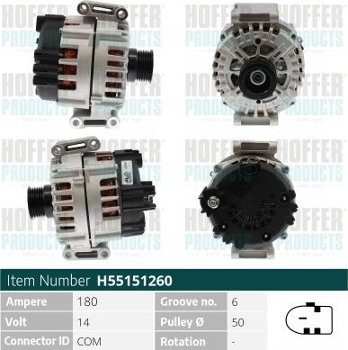 Hoffer H55151260 - Alternatore autozon.pro