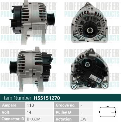 Hoffer H55151270 - Alternatore autozon.pro