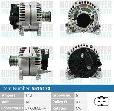 Hoffer H5515170 - Alternatore autozon.pro