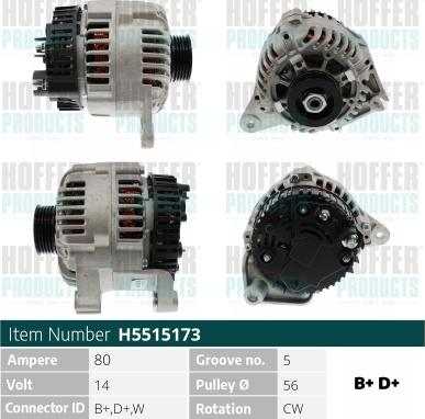 Hoffer H5515173 - Alternatore autozon.pro