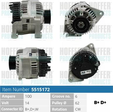 Hoffer H5515172 - Alternatore autozon.pro