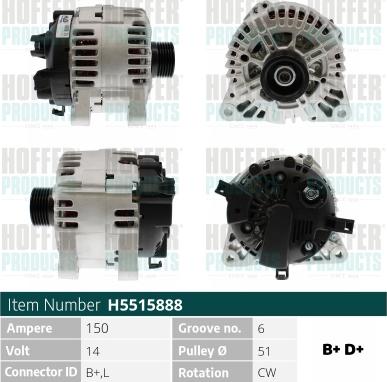 Hoffer H5515888 - Alternatore autozon.pro