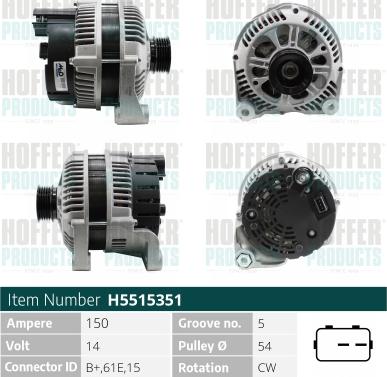 Hoffer H5515351 - Alternatore autozon.pro