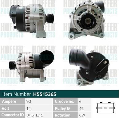 Hoffer H5515365 - Alternatore autozon.pro