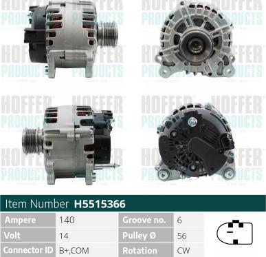 Hoffer H5515366 - Alternatore autozon.pro