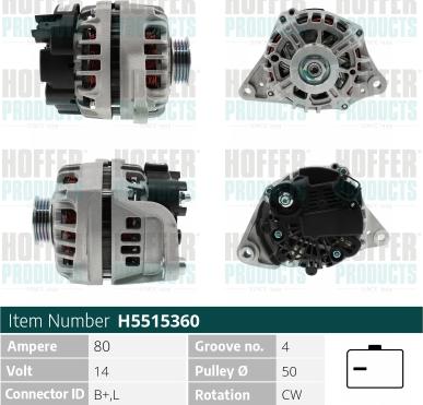 Hoffer H5515360 - Alternatore autozon.pro